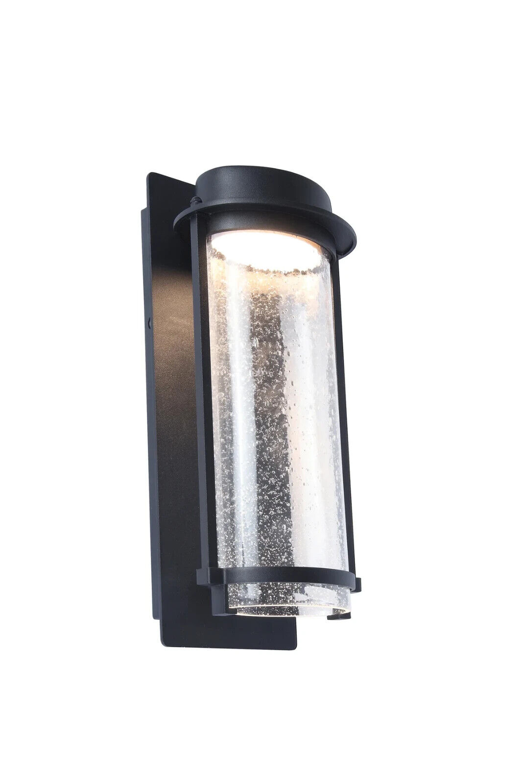 LUTEC Aquarius LED Black & Clear Seeded Glass Outdoor Wall Light - New Boxed 2