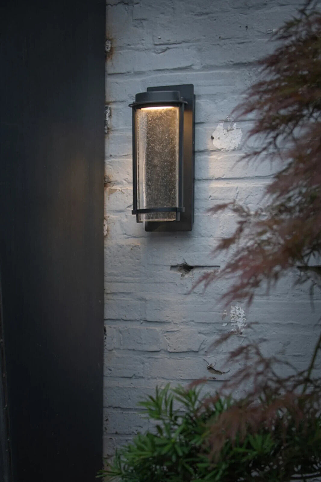 LUTEC Aquarius LED Black & Clear Seeded Glass Outdoor Wall Light - New Boxed 3