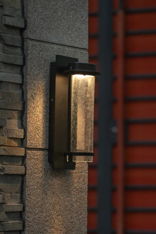 LUTEC Aquarius LED Black & Clear Seeded Glass Outdoor Wall Light - New Boxed 6