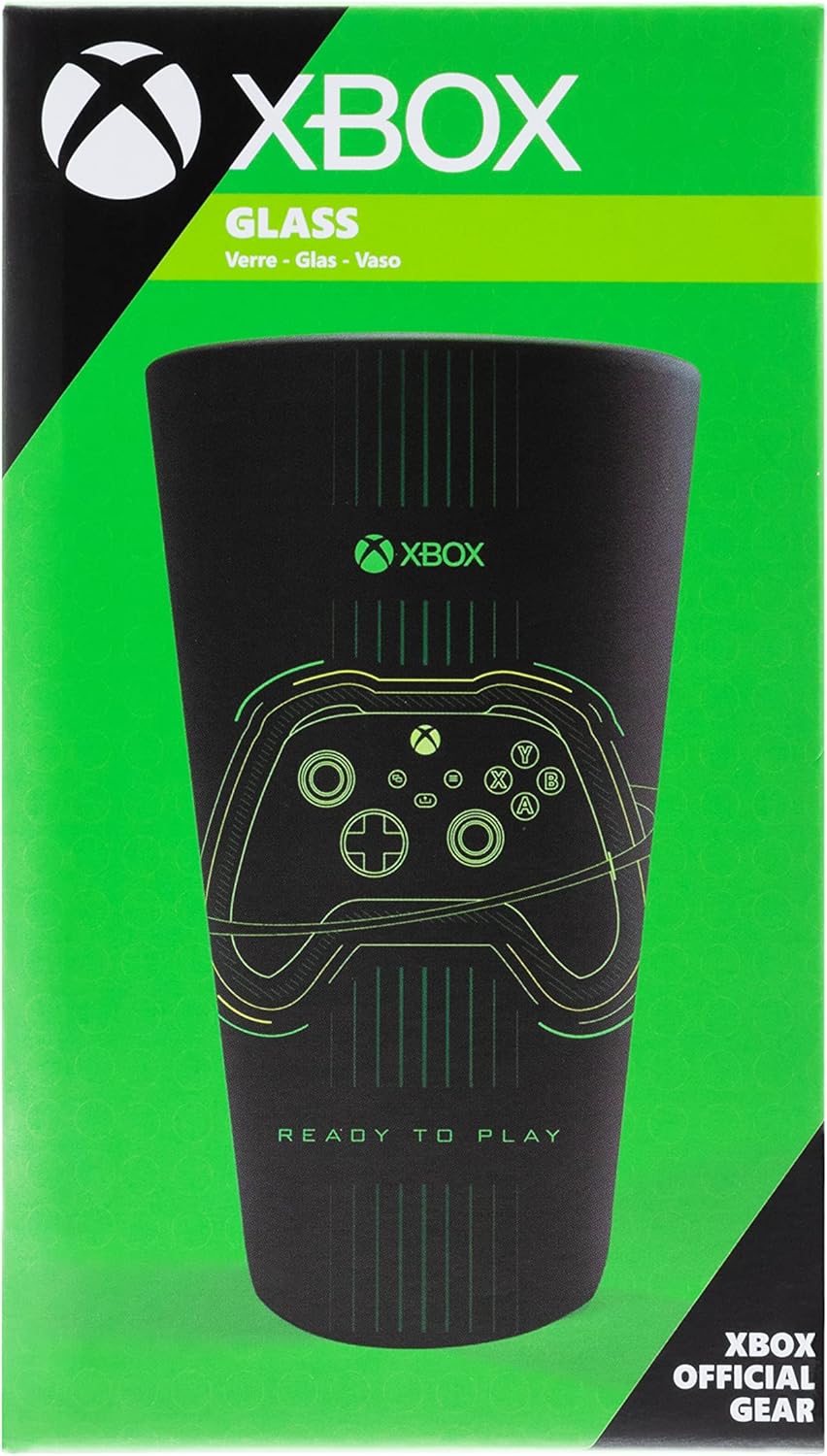 Paladone Xbox Drinking Glass - Officially Licensed Matte Black and Green Tumbler for Cold Drinks, Featuring Original Xbox Controller Design 3