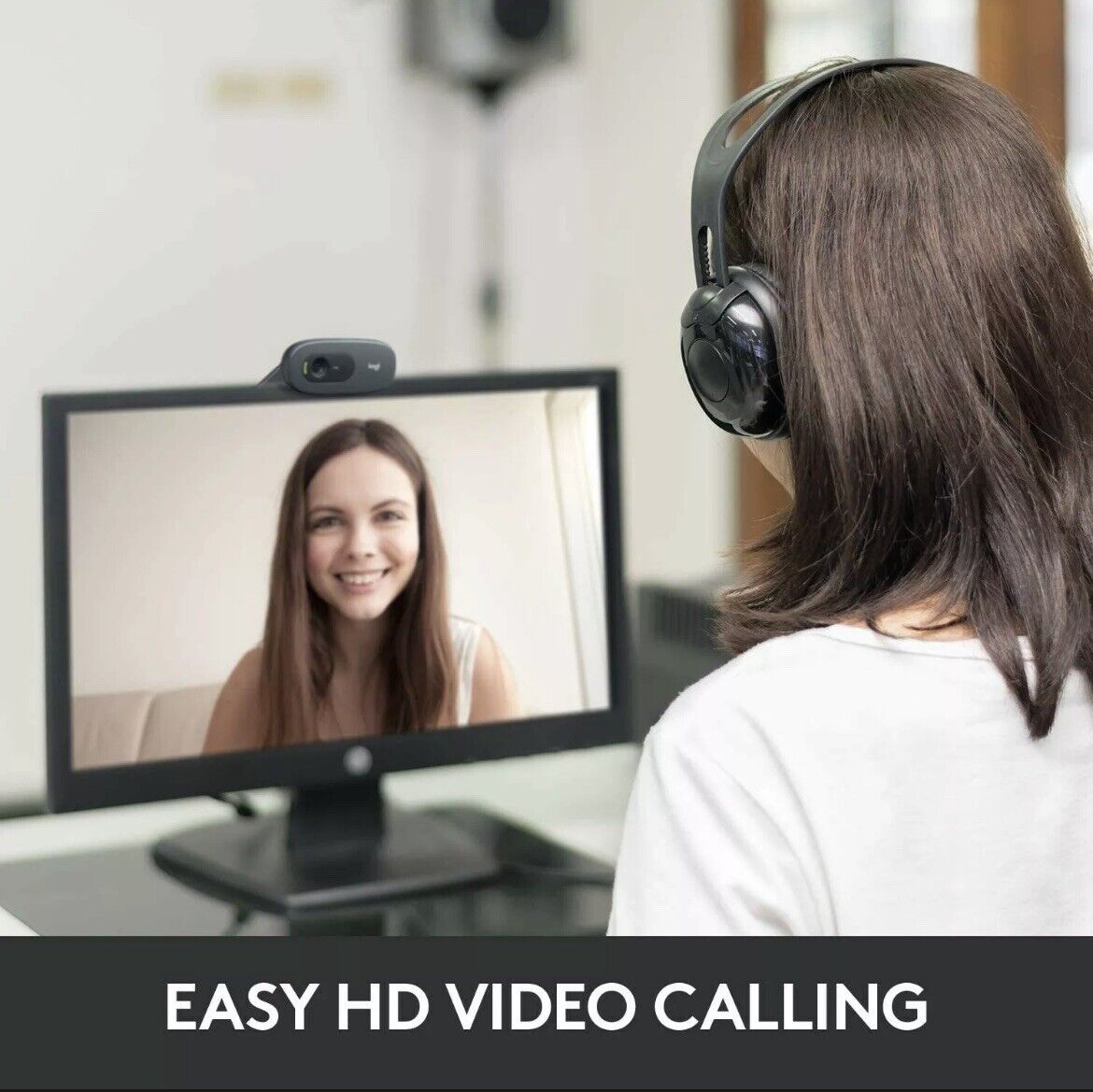 Logitech C270 HD Webcam, HD 720p/30fps, Widescreen HD 3