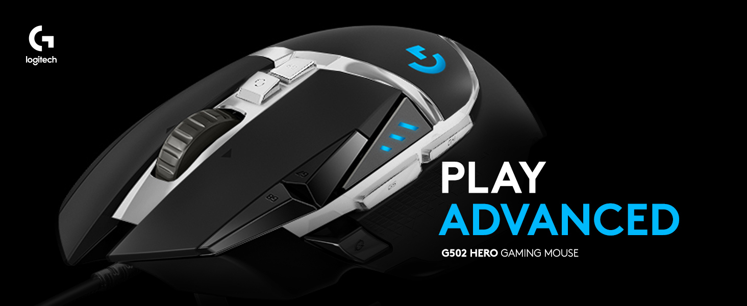 Logitech G502 HERO Special Edition High-Performance Wired Gaming Mouse, 25K HERO Sensor, 25600 DPI, RGB, Adjustable Weight, 11 Programmable Buttons, PC/Mac - Black and White 9