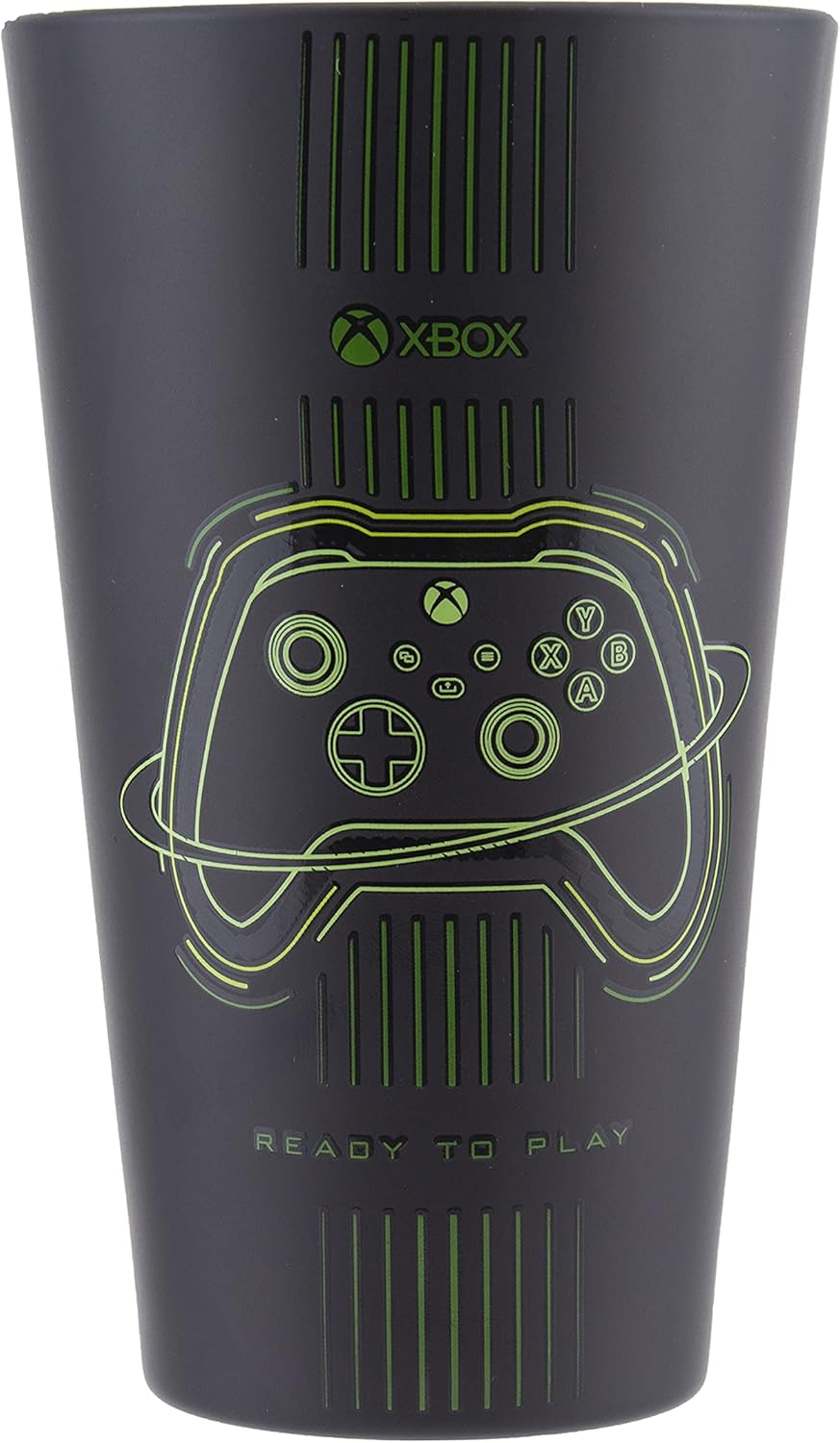 Paladone Xbox Drinking Glass - Officially Licensed Matte Black and Green Tumbler for Cold Drinks, Featuring Original Xbox Controller Design