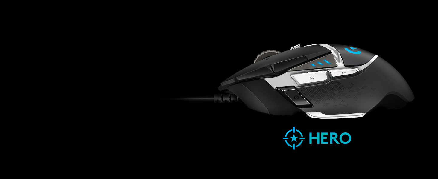 Logitech G502 HERO Special Edition High-Performance Wired Gaming Mouse, 25K HERO Sensor, 25600 DPI, RGB, Adjustable Weight, 11 Programmable Buttons, PC/Mac - Black and White 8