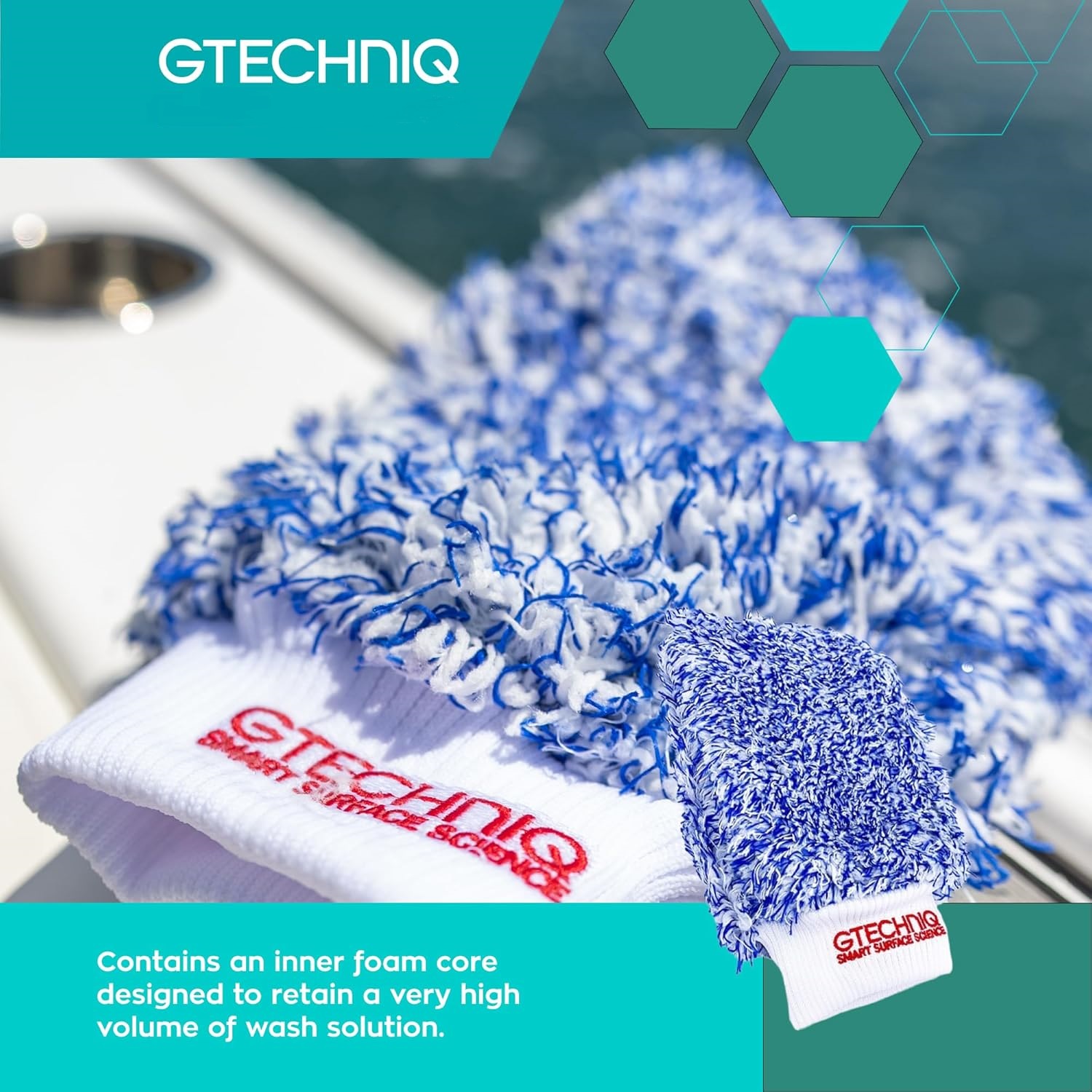 Gtechniq Microfibre Wash Mitt Marine surface care, Blue, One Size UK