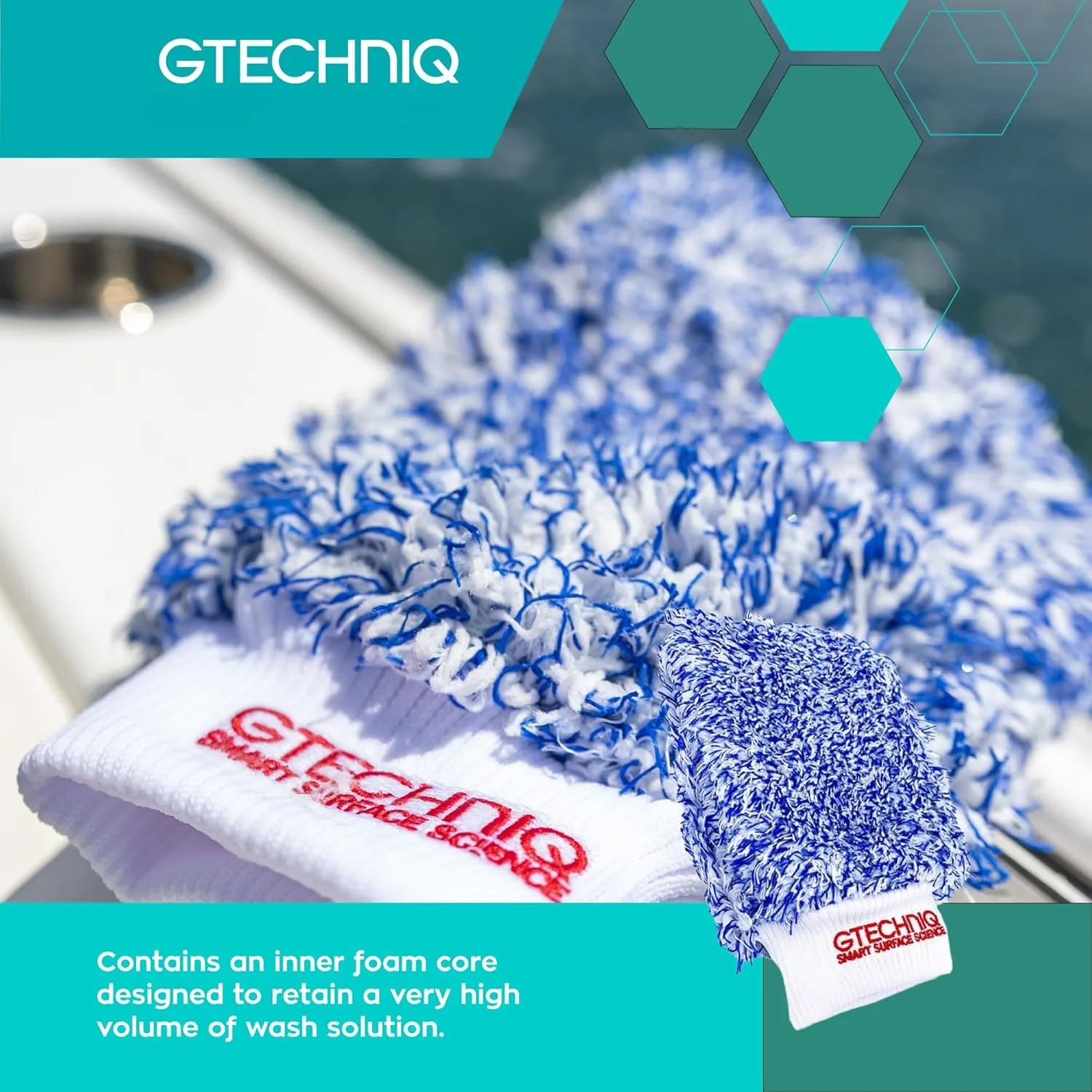 Gtechniq Microfibre Wash Mitt Marine surface care, Blue, One Size UK