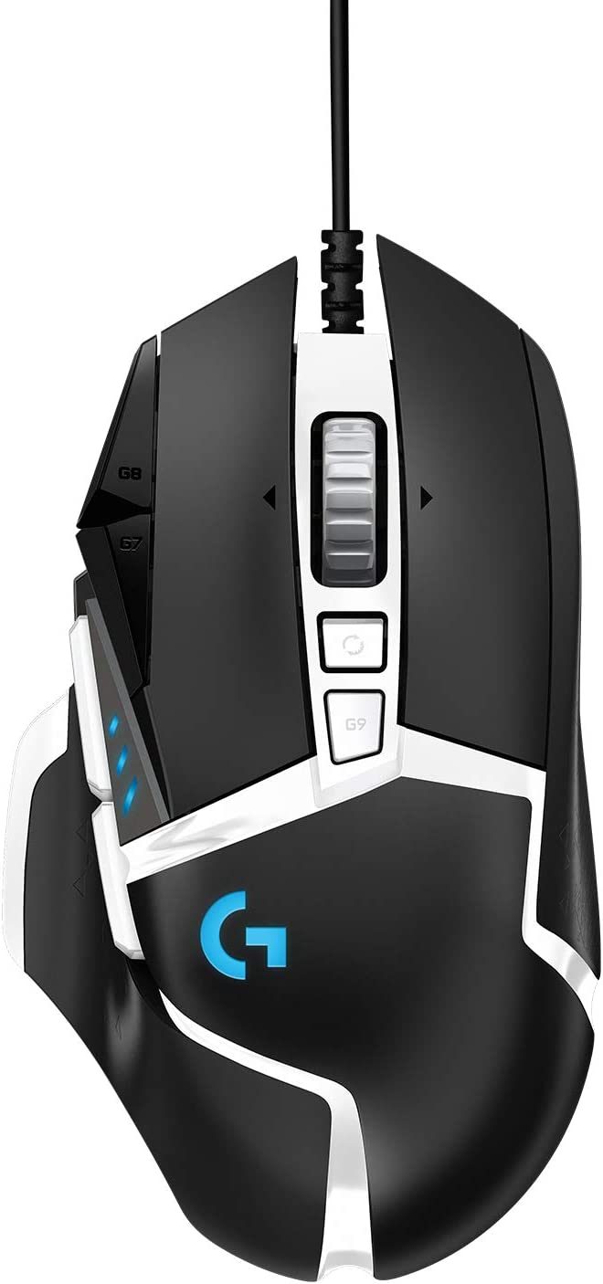 Logitech G502 HERO Special Edition High-Performance Wired Gaming Mouse, 25K HERO Sensor, 25600 DPI, RGB, Adjustable Weight, 11 Programmable Buttons, PC/Mac - Black and White 2