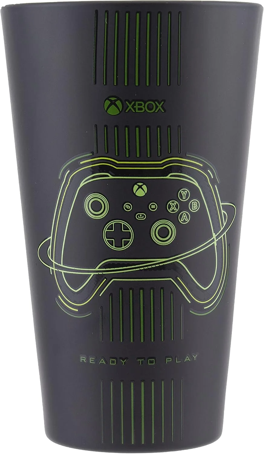 Paladone Xbox Drinking Glass - Officially Licensed Matte Black and Green Tumbler for Cold Drinks, Featuring Original Xbox Controller Design