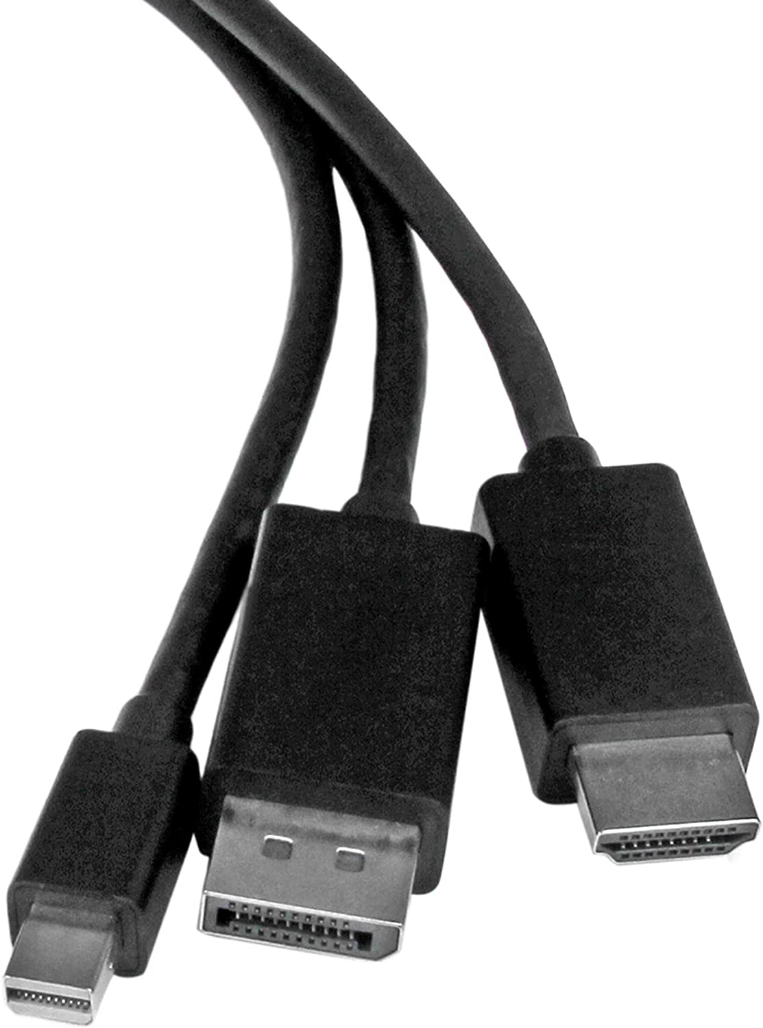 StarTech 2m 6 ft HDMI, DisplayPort or Mini DisplayPort to HDMI Converter Cable - HDMI, DP or Mini DP to HDMI Adapter Cable (DPMDPHD2HD), black  3