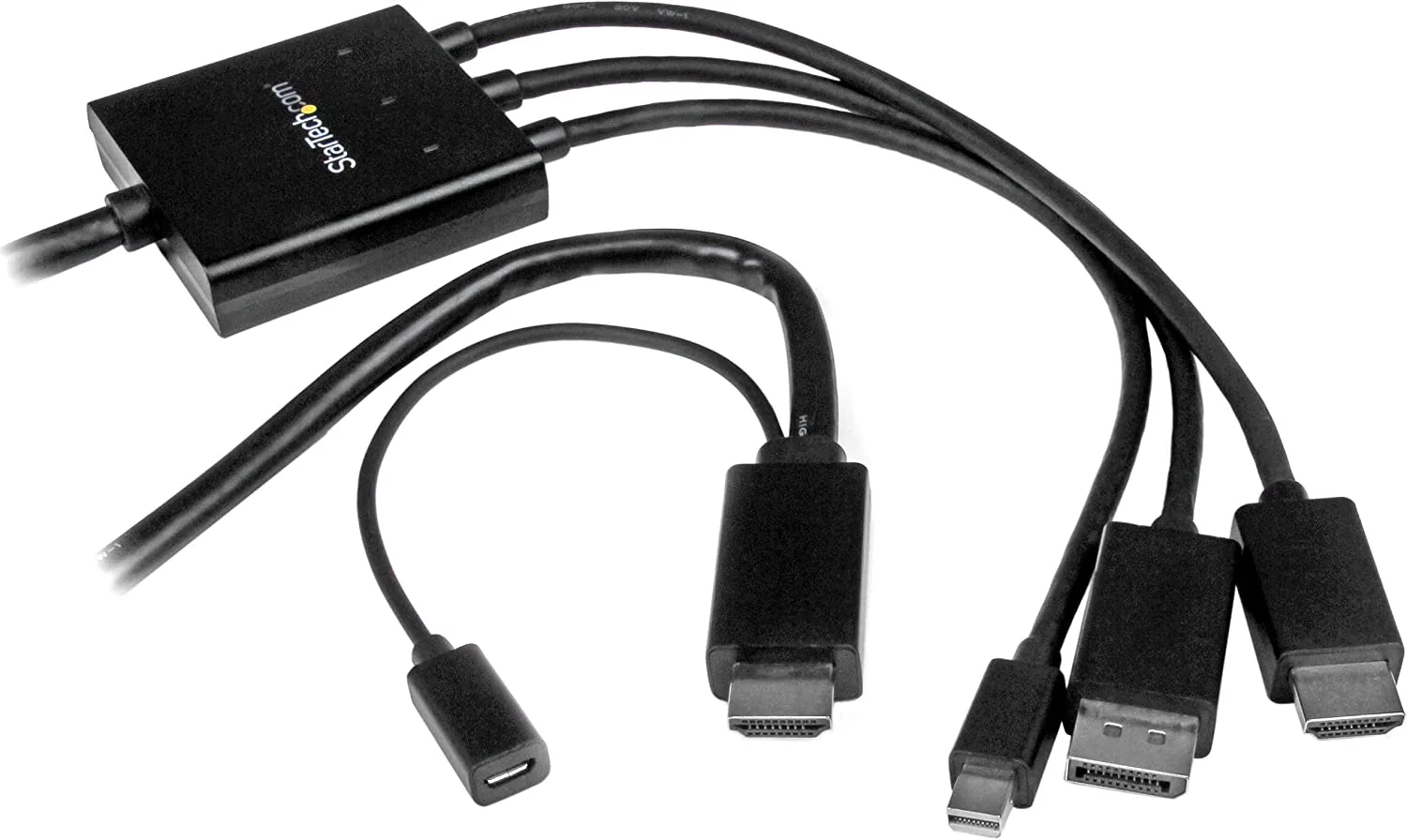 StarTech 2m 6 ft HDMI, DisplayPort or Mini DisplayPort to HDMI Converter Cable - HDMI, DP or Mini DP to HDMI Adapter Cable (DPMDPHD2HD), black  2