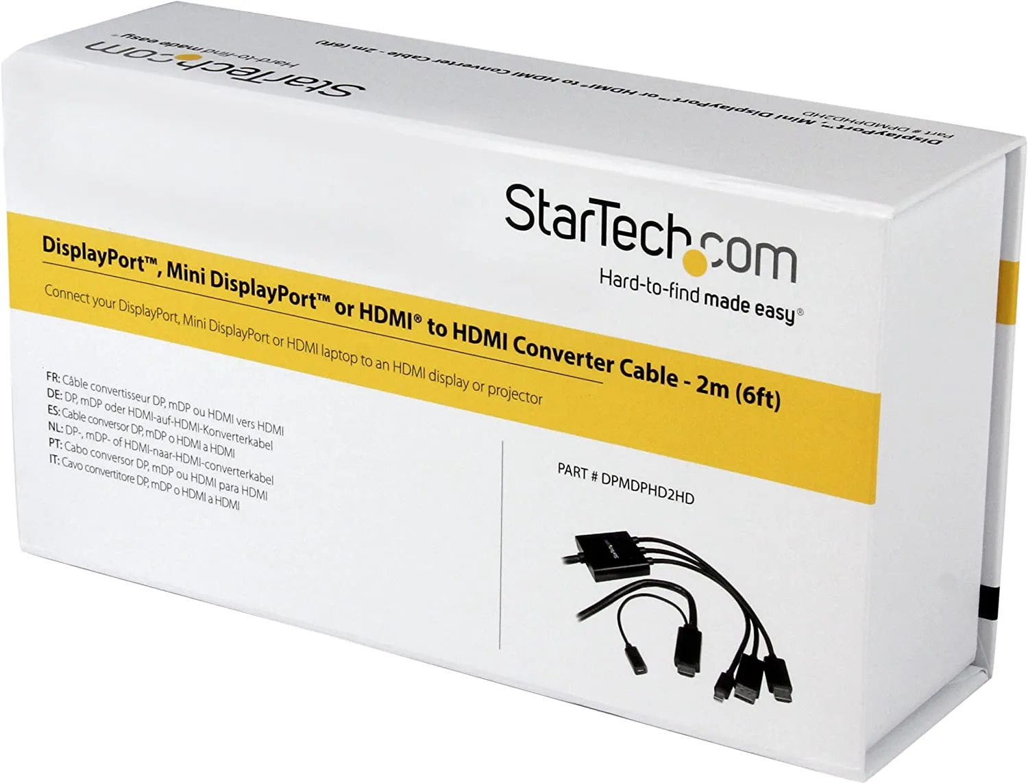 StarTech 2m 6 ft HDMI, DisplayPort or Mini DisplayPort to HDMI Converter Cable - HDMI, DP or Mini DP to HDMI Adapter Cable (DPMDPHD2HD), black 